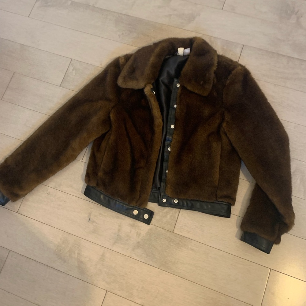 H&M Fur Jacket with Leather Trimming (US 4)